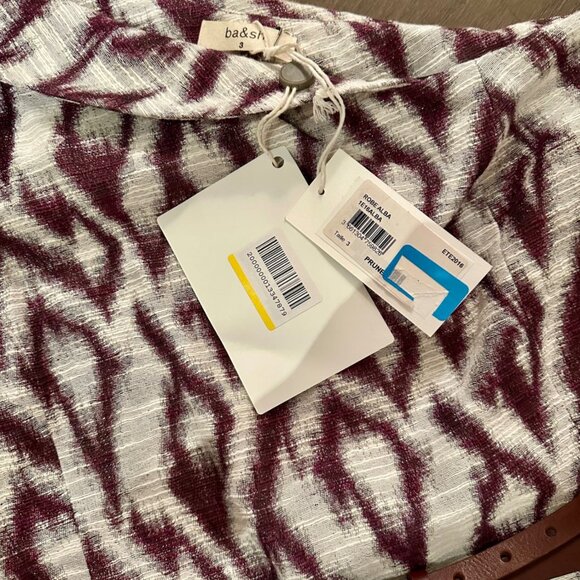 Ba&sh Alba Asymmetrical One Shoulder Cocktail Dress with Belt Graphic Print - Picture 8 of 8